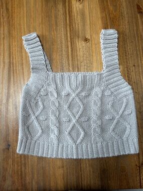 Kendall & Kylie Cable Knit Crop Tank - Cream Color